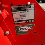 Identification plate on red machinery: GIRAFFA XXL 260, Mulchers, serial NM91D0615, Made in Italy.