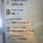 Engine Hours panel: 2241.94 h and Fuel Level at 46% with a pump icon on screen.