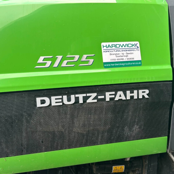 Green agricultural machine front with '5125' badge and Hardwick Agricultural Engineers sticker on the side panel.